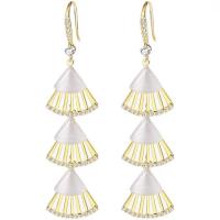 Zinc Alloy Drop Earring with Cats Eye Fan gold color plated fashion jewelry & for woman & with rhinestone nickel lead & cadmium free 30-60mm Sold By Pair