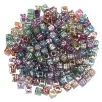 Alphabet Acrylic Beads,  Square, DIY & enamel, more colors for choice, 6mm, 100PCs/Bag, Sold By Bag