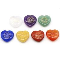 Gemstone Decoration, Heart, polished, 7 pieces, mixed colors, 22mm, 7PCs/Set, Sold By Set