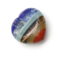 misto de pedras semi-preciosas enfeites, Coração, polido, cores misturadas, 30mm, vendido por PC