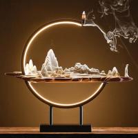 Backflow Incense Burner, Porcelain, handmade, for home and office & durable & with LED light & different styles for choice, more colors for choice, 450x110x410mm, Sold By PC