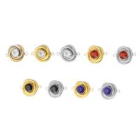 Stainless Steel Connector, 304 Stainless Steel, with Rhinestone, Vacuum Ion Plating, Unisex, more colors for choice, 21x16mm, Hole:Approx 1mm, Sold By PC