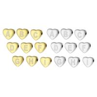 Stainless Steel Beads, 304 Stainless Steel, Heart, Vacuum Ion Plating, Unisex & different designs for choice & with letter pattern, more colors for choice, 12x11mm, Hole:Approx 2mm, Sold By PC