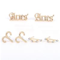 Zinc Alloy Stud Earring Set 12 Signs of the Zodiac plated three pieces & fashion jewelry & for woman nickel lead & cadmium free Sold By Set