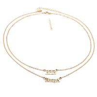 Zinc Alloy Jewelry Necklace with Iron with 5cm extender chain Number plated 2 pieces & fashion jewelry & for woman nickel lead & cadmium free Length 45 cm Sold By Set