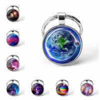 Fashion Time Gem Keychain Key Ring Zinc Alloy with Glass Round silver color plated Unisex & epoxy gel nickel lead & cadmium free 25mm Sold By PC