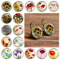 Fashion Time Gem Earring Jewelry, Brass, with Glass, Round, gold color plated, fashion jewelry & different styles for choice & for woman & epoxy gel, more colors for choice, nickel, lead & cadmium free, 16x30mm, Sold By Pair