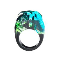 Resin Finger Ring with Black Sandalwood & Dried Flower fashion jewelry & epoxy gel Sold By PC