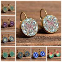 Fashion Time Gem Earring Jewelry, Tibetan Style, with Glass, Round, gold color plated, fashion jewelry & different styles for choice & for woman, more colors for choice, nickel, lead & cadmium free, 16mm, Sold By Pair