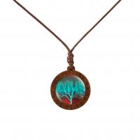 Time Gem Jewelry Necklace Wax Cord with Glass & Wood Round fashion jewelry & Unisex Length 45 cm Sold By PC