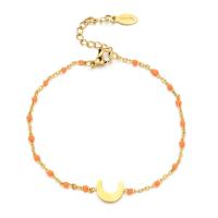 Stainless Steel Jewelry Bracelet, 304 Stainless Steel, Moon, gold color plated, Adjustable & fashion jewelry & for woman & enamel, more colors for choice, Length:Approx 20-22 cm, Sold By PC