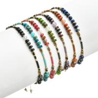 Gemstone Bracelets, Impression Jasper, with Seedbead & Obsidian & Tibetan Style bead, Round, gold color plated, Adjustable & fashion jewelry & for woman, more colors for choice, Length:17-30 cm, Sold By PC