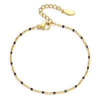 Stainless Steel Jewelry Bracelet 304 Stainless Steel Round gold color plated Adjustable & fashion jewelry & for woman & enamel Length 20-22 cm Sold By PC