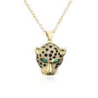 Cubic Zircon Micro Pave Brass Necklace Leopard gold color plated micro pave cubic zirconia & for woman Length Approx 17.7 Inch Sold By PC