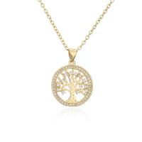 Cubic Zircon Micro Pave Brass Necklace, Tree, gold color plated, different designs for choice & micro pave cubic zirconia & for woman, 18x25mm, Length:Approx 17.7 Inch, Sold By PC