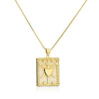 Messing Halskette, mit Muschel, Quadrat, goldfarben plattiert, für Frau, 18x28mm, Länge ca. 17.7 ZollInch, verkauft von PC