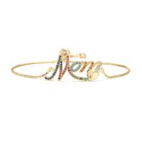Brass Bracelet gold color plated micro pave cubic zirconia & for woman multi-colored 33mm Sold By PC