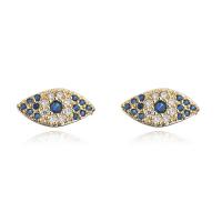 Cubic Zirconia Micro Pave Brass Earring, gold color plated, micro pave cubic zirconia & for woman, multi-colored, 12x6mm, Sold By Pair