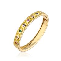Brass Bangle gold color plated micro pave cubic zirconia & for woman & enamel 56mm Sold By PC