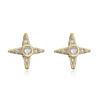Cubic Zirconia Micro Pave Brass Earring gold color plated micro pave cubic zirconia & for woman 8mm Sold By Pair