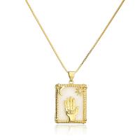 Cubic Zircon Micro Pave Brass Necklace, Square, gold color plated, micro pave cubic zirconia & for woman, 18x28mm, Length:Approx 17.7 Inch, Sold By PC
