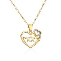 Brass Necklace gold color plated & micro pave cubic zirconia & for woman multi-colored Length Approx 17.7 Inch Sold By PC