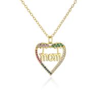 Cubic Zircon Micro Pave Brass Necklace Heart gold color plated micro pave cubic zirconia & for woman multi-colored Length Approx 17.7 Inch Sold By PC