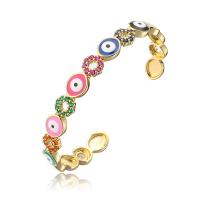 Evil Eye Jewelry Bracelet, Brass, gold color plated, micro pave cubic zirconia & for woman & enamel, more colors for choice, 58mm, Sold By PC