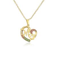 Cubic Zircon Micro Pave Brass Necklace, gold color plated, different styles for choice & micro pave cubic zirconia & for woman, multi-colored, 20x28mm, Length:Approx 17.7 Inch, Sold By PC