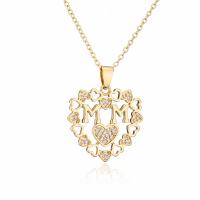 Cubic Zircon Micro Pave Brass Necklace, gold color plated, different styles for choice & micro pave cubic zirconia & for woman, 26x25mm, Length:Approx 17.7 Inch, Sold By PC