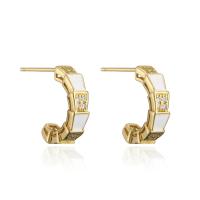 Cubic Zirconia Micro Pave Brass Earring, gold color plated, micro pave cubic zirconia & for woman & enamel, more colors for choice, 4x15mm, Sold By Pair