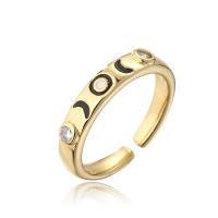 Латунь Манжеты палец кольцо, плакирован золотом, Регулируемый & инкрустированное микро кубического циркония & Женский & эмаль, Много цветов для выбора, 18mm, продается PC