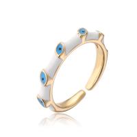 Evil Eye Jewelry Finger Ring Brass gold color plated Adjustable & for woman & enamel 18mm Sold By PC