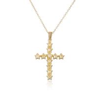 Cubic Zircon Micro Pave Brass Necklace, Cross, gold color plated, micro pave cubic zirconia & for woman, more colors for choice, 29x46mm, Length:Approx 17.7 Inch, Sold By PC
