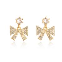 Cubic Zirconia Micro Pave Brass Earring, gold color plated, different styles for choice & micro pave cubic zirconia & for woman, 13x15mm, Sold By Pair