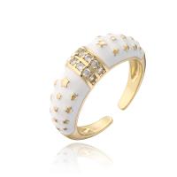 Brass Cuff Finger Ring, gold color plated, Adjustable & micro pave cubic zirconia & for woman & enamel, more colors for choice, 18mm, Sold By PC