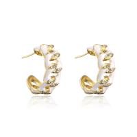 Cubic Zirconia Micro Pave Brass Earring gold color plated micro pave cubic zirconia & for woman & enamel 20mm Sold By Pair