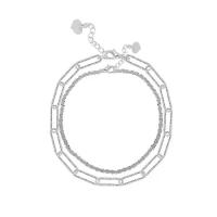 alliage de zinc Set de bracelet, avec 1.96inch chaînes de rallonge, Placage de couleur argentée, 2 pièces & pour femme, protéger l'environnement, sans nickel, plomb et cadmium, Longueur Environ 6.3 pouce, Vendu par fixé