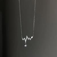 Zinc Alloy smykker halskæde, med 1.96inch extender kæde, Elektrokardiografisk, forgyldt, oval kæde & for kvinde & med rhinestone, flere farver til valg, nikkel, bly & cadmium fri, Længde Ca. 15.7 inch, Solgt af PC