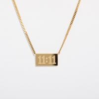 Stainless Steel Jewelry Necklace 304 Stainless Steel with 1.96inch extender chain Rectangle Vacuum Ion Plating fashion jewelry & Unisex & with number pattern gold Length Approx 15.7 Inch Sold By PC