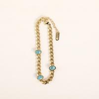 Stainless Steel Jewelry Bracelet, 304 Stainless Steel, with turquoise, with 1.7inch extender chain, Vacuum Ion Plating, fashion jewelry & for woman, more colors for choice, Length:Approx 6.3 Inch, Sold By PC