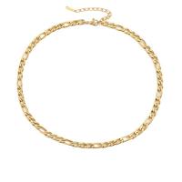 Stainless Steel Chain Necklace 304 Stainless Steel Vacuum Ion Plating Unisex & figaro chain gold Sold By PC