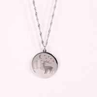 Stainless Steel Jewelry Necklace, 304 Stainless Steel, with 1.96inch extender chain, Flat Round, Unisex & different styles for choice, 25mm, Length:Approx 15.7 Inch, Sold By PC
