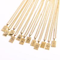 Stainless Steel Jewelry Necklace, 304 Stainless Steel, with 1.96inch extender chain, 12 Signs of the Zodiac, Vacuum Ion Plating, Unisex & different styles for choice, gold, 12x20mm, Length:Approx 17.7 Inch, Sold By PC