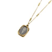 Stainless Steel Jewelry Necklace 304 Stainless Steel with 1.96inch extender chain Vacuum Ion Plating Unisex & with flower pattern gold Length Approx 17.7 Inch Sold By PC