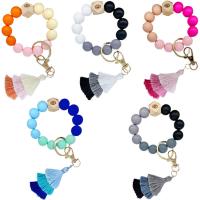 Bag Purse Charms Keyrings Keychains, Silicone, with Polyester & Tibetan Style, polished, Unisex, more colors for choice, 9x20mm, Sold By PC