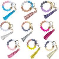 Bag Purse Charms Keyrings Keychains, Silicone, with PU Leather, polished, Unisex, more colors for choice, 90x230mm, Sold By PC