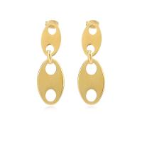 Tibetan Style Drop Earrings, gold color plated, for woman, 14x42mm, Sold By Pair