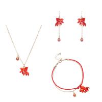 Brass Jewelry Set, stoving varnish, different styles for choice & for woman & enamel, red, Sold By PC