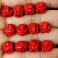 Cinnabar Beads Chinese Zodiac vermeil 12mm Sold By PC
